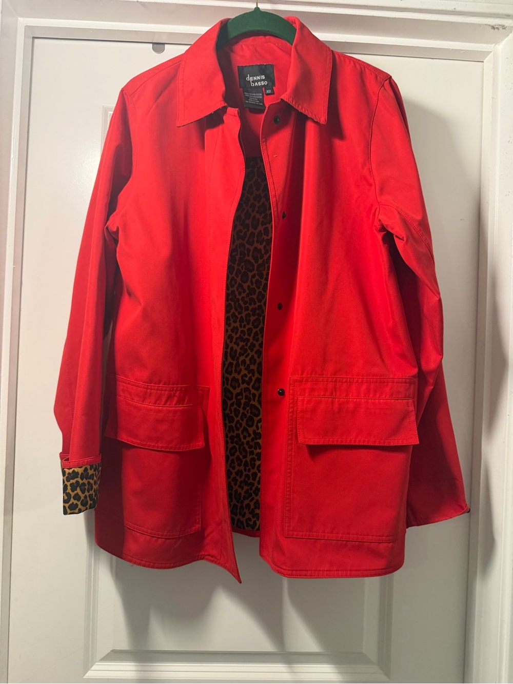 Dennis Basso Women’s jacket with Leopard Trim size XS but runs big